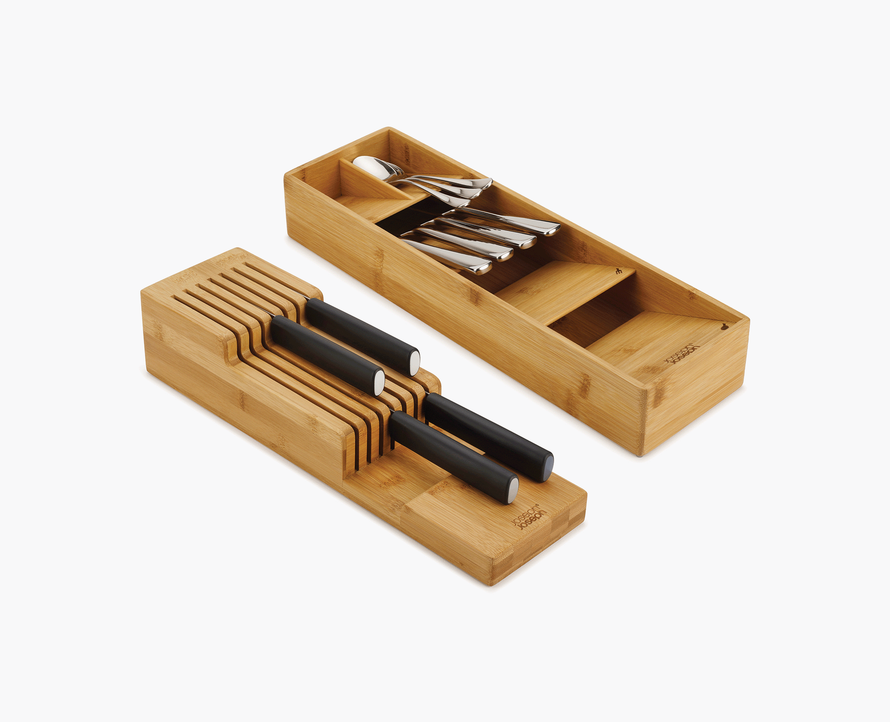 2-piece DrawerStore™ Bamboo Cutlery & Knife Organiser Set