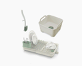 3-piece Stone Green Drainer, Washing-up Bowl & Brush Set