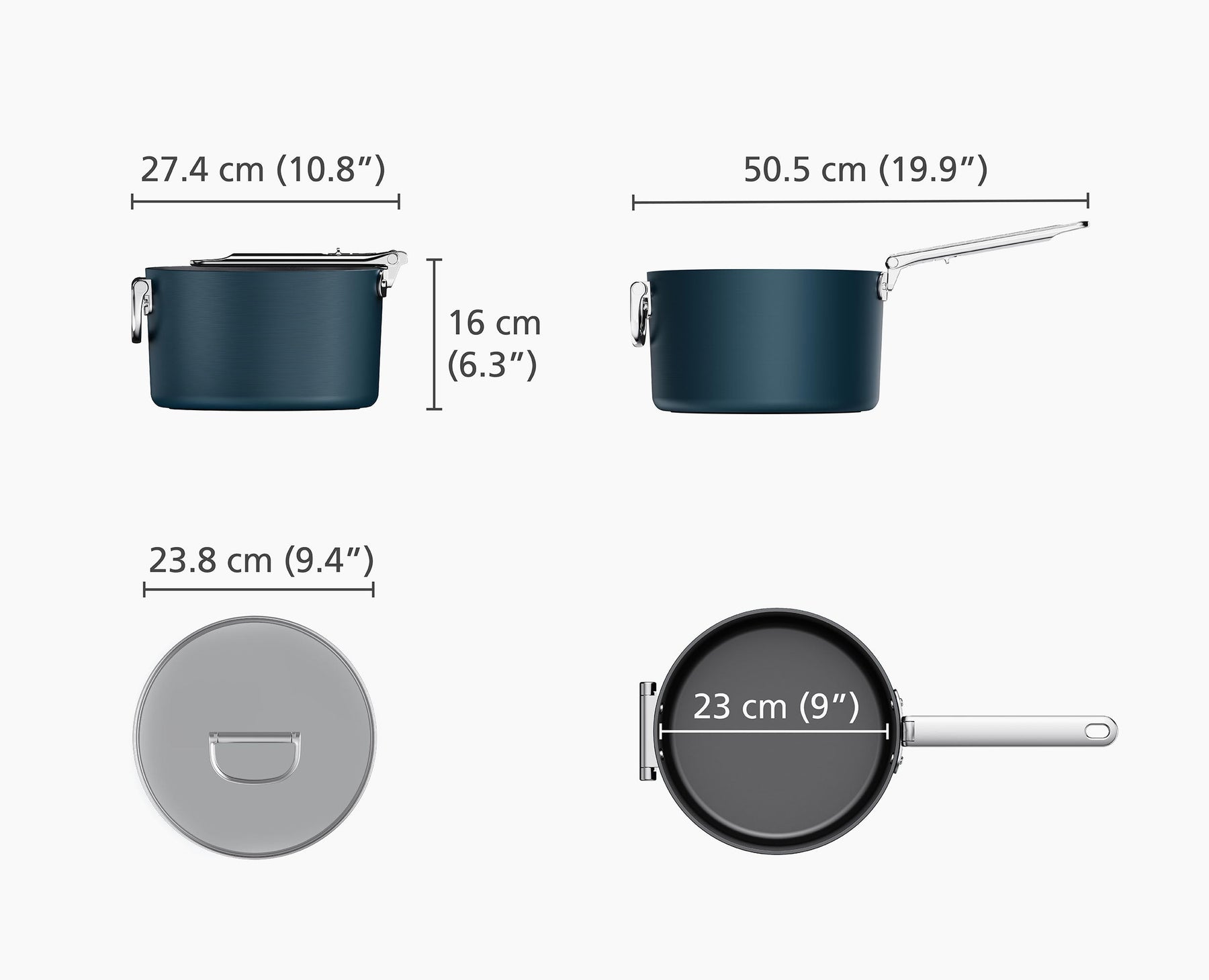 Space™ 23cm Non-stick Blue Saucepan & Lid - 45039 - Image 7
