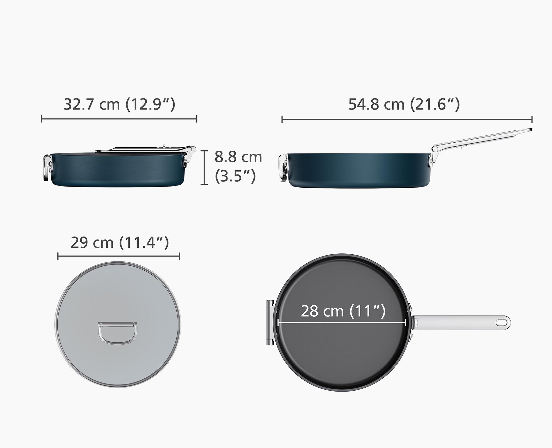 Space™ 28cm Non-stick Blue Saute Pan & Lid - 45042 - Image 7