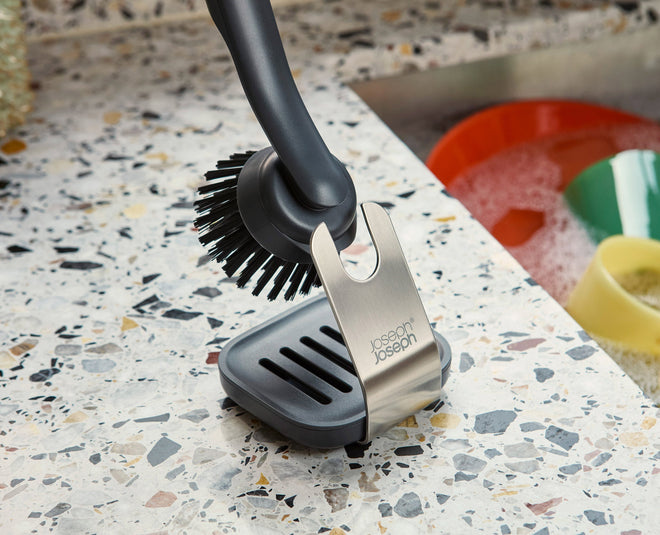 SinkTech™ Soap Dispensing Washing-Up Brush with Steel Stand & Extra Heads