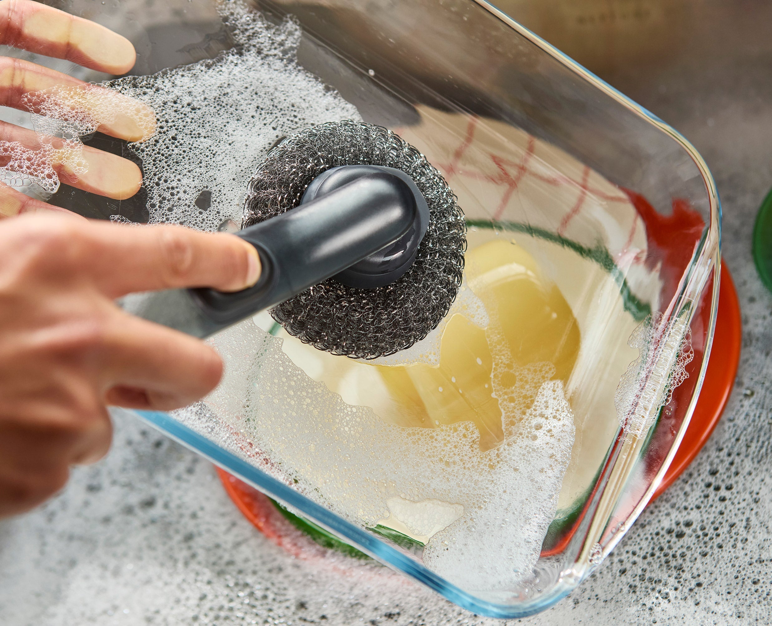 SinkTech™ Soap Dispensing Washing-Up Brush with Steel Stand & Extra Heads