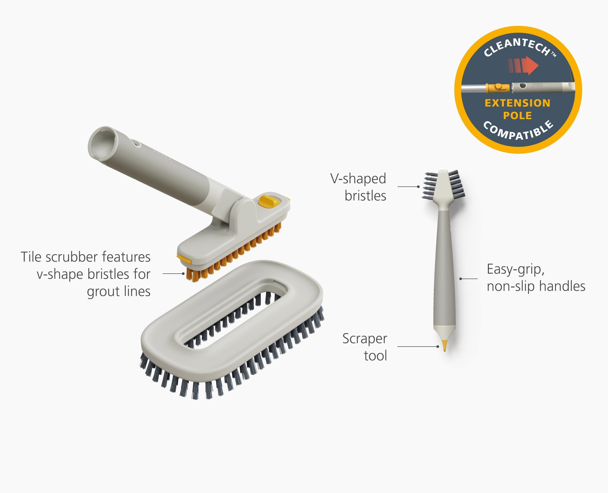 CleanTech 2-Piece Tile Scrubber & Spot Cleaning Tool Set