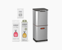 Totem Compact 40L Stainless-steel Waste & Recycling Bin Starter Set - BU00026 - Image 1