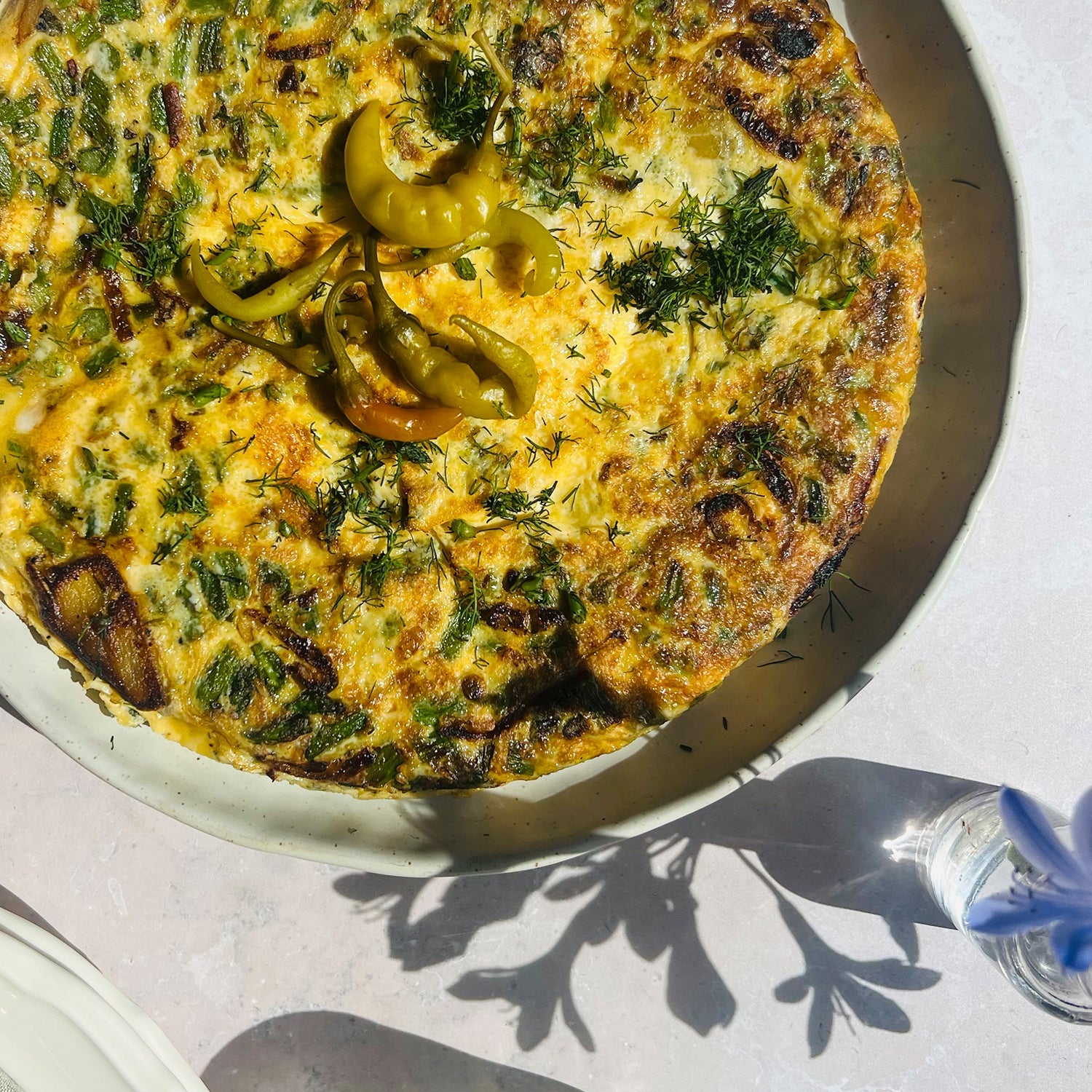 Asparagus, Cheddar, Dill &amp; Pickled Chilli Frittata