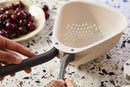 Droplet Large White Colander with Folding Handle