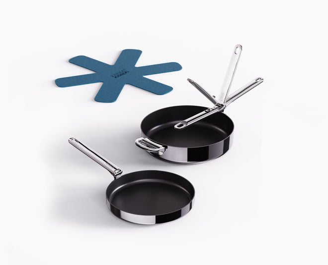 Space Steel Folding Handle Non-Stick 2-piece Frying Pan Set