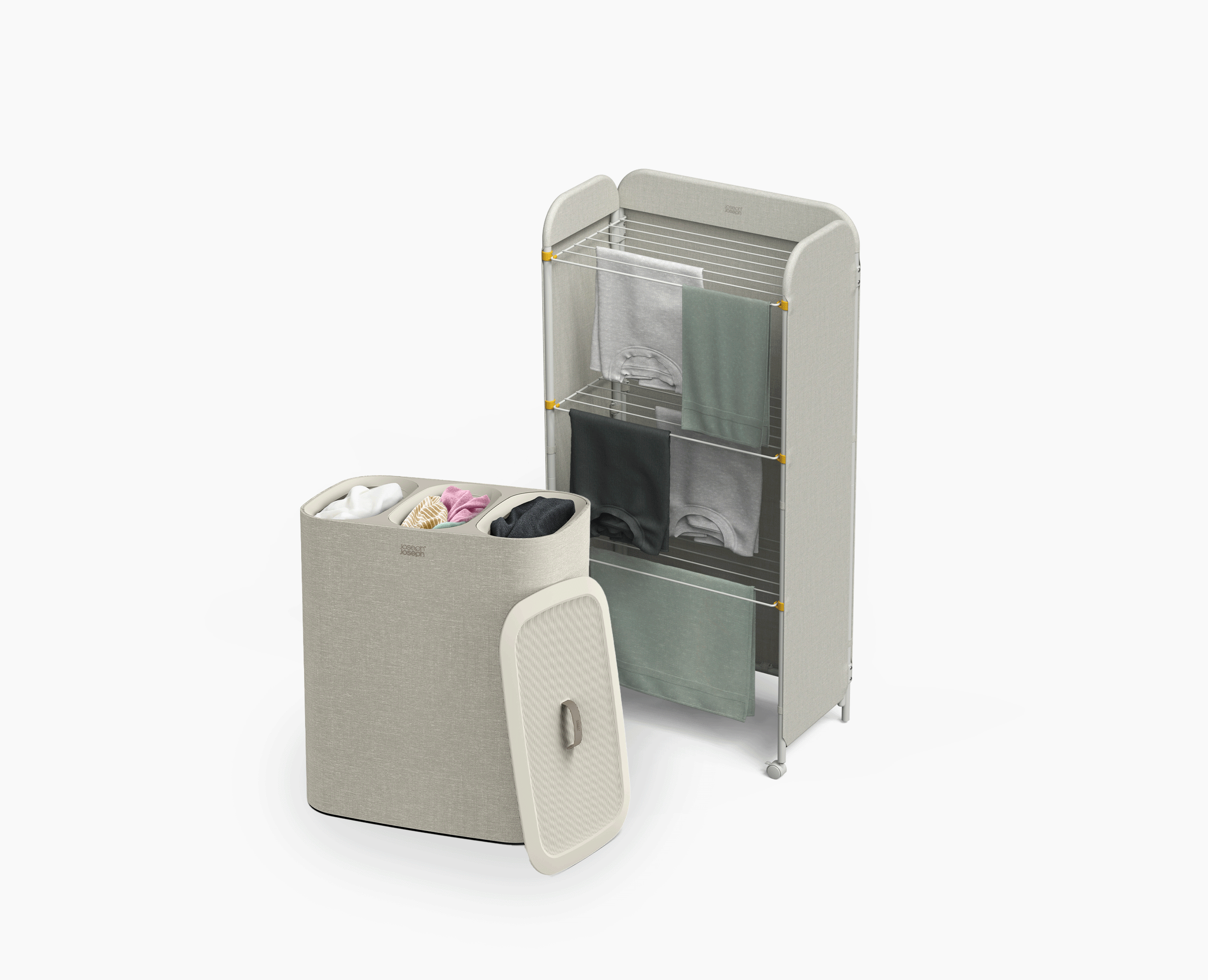 2-piece Laundry Basket &amp; Clothes Airer Set