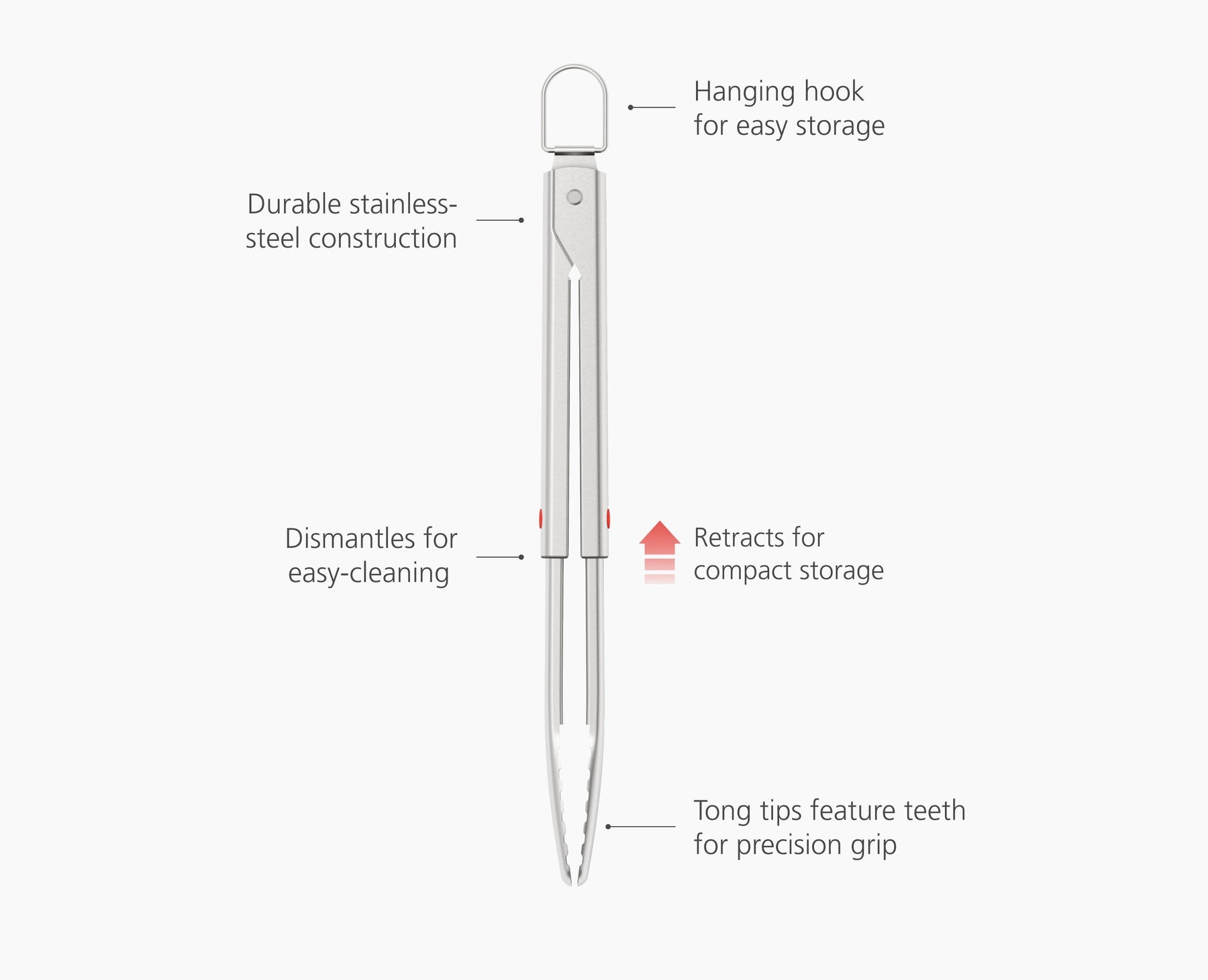 GrillOut Stainless-Steel BBQ Tongs with Extending Handle