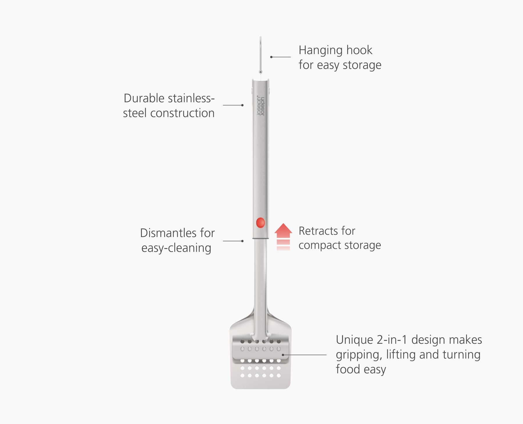 GrillOut Stainless-Steel BBQ Turner Tongs with Extending Handle