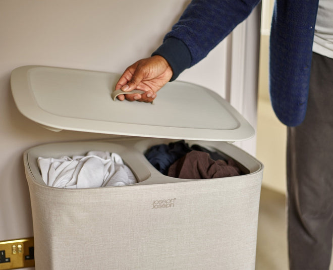 2-piece Ecru Tota 90L &amp; Hold-All Laundry Basket Set
