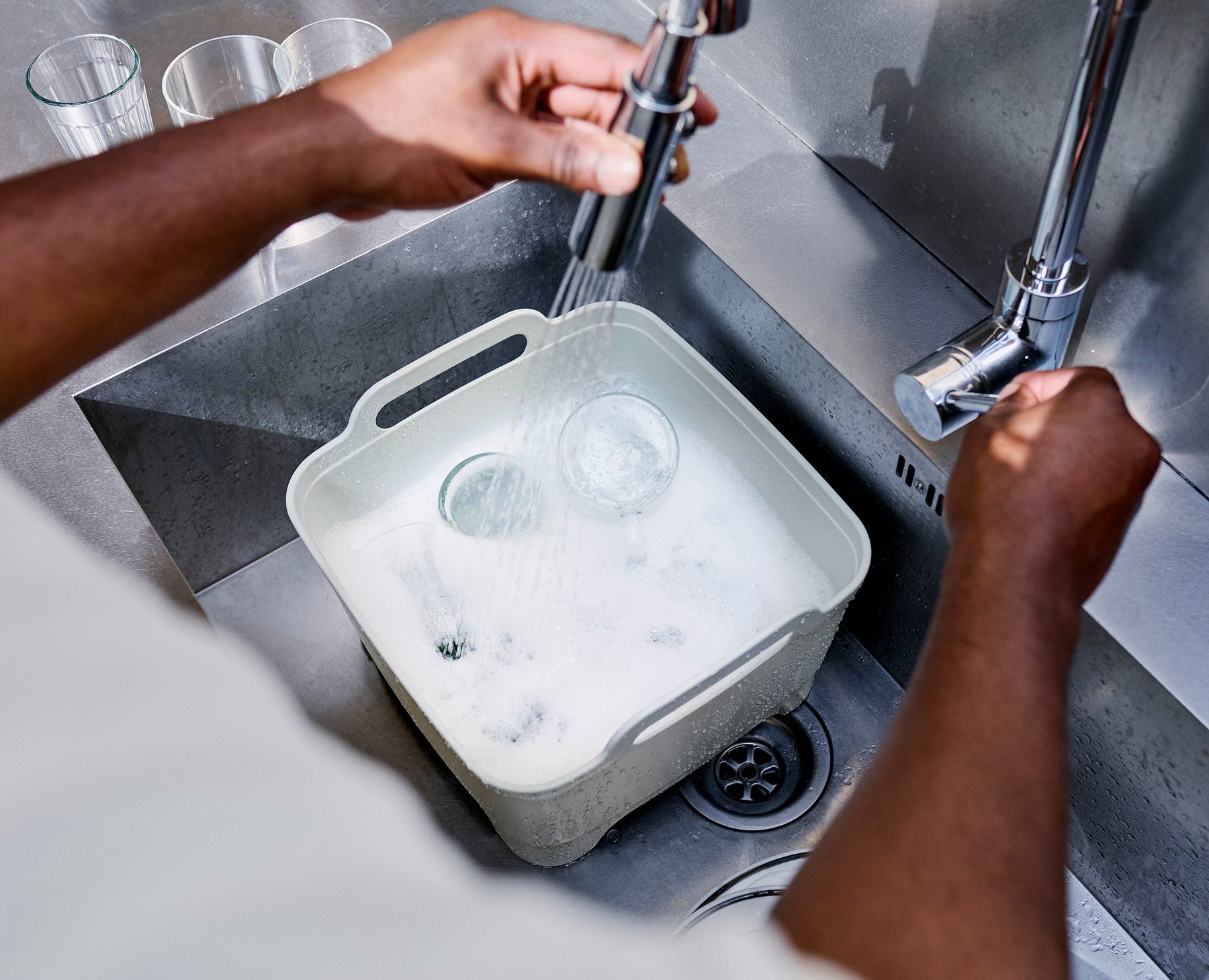 Wash&amp;Drain™ Stone Green Washing Up Bowl