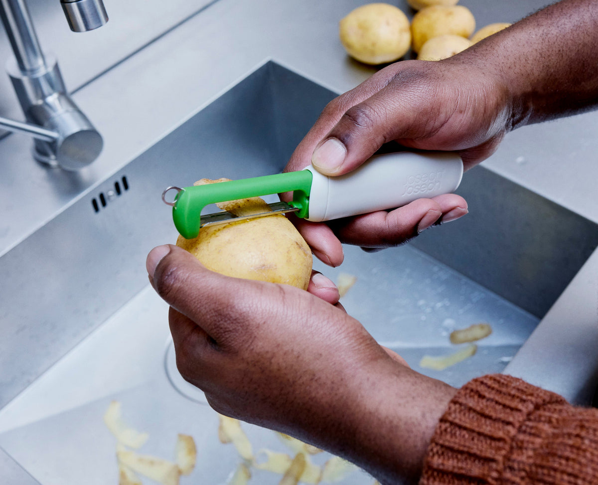 SlideStore™ Stone Green Straight Peeler with Retractable Blade