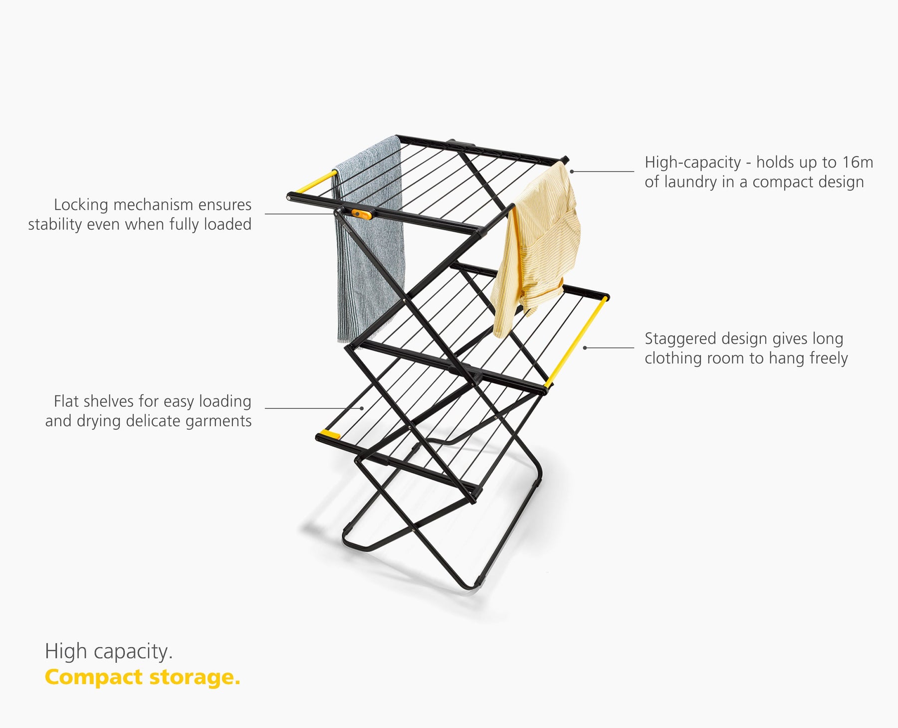 AirFrame™ 16m Folding Airer with Long Garment Hanging Rails