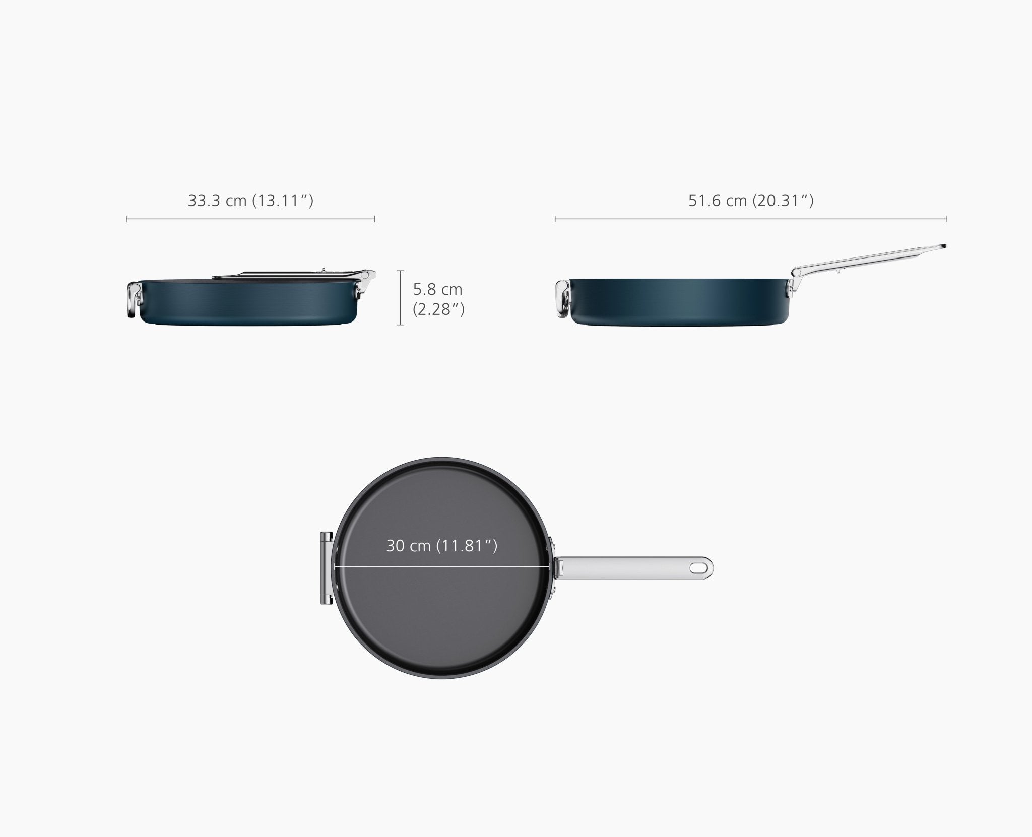 Space Folding Handle Non-Stick 30cm Blue Shallow Frying Pan